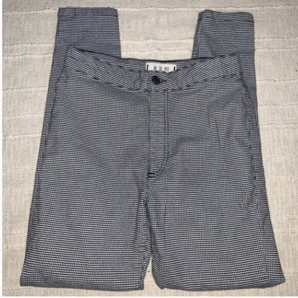 FREE PEOPLE SKINNY BLACK & WHITE PLAID HIGH-WAISTED JEANS - Picture 2 of 6